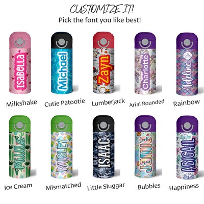 Abstract Bright Pastels Personalized Stainless Steel Water Bottle - image3
